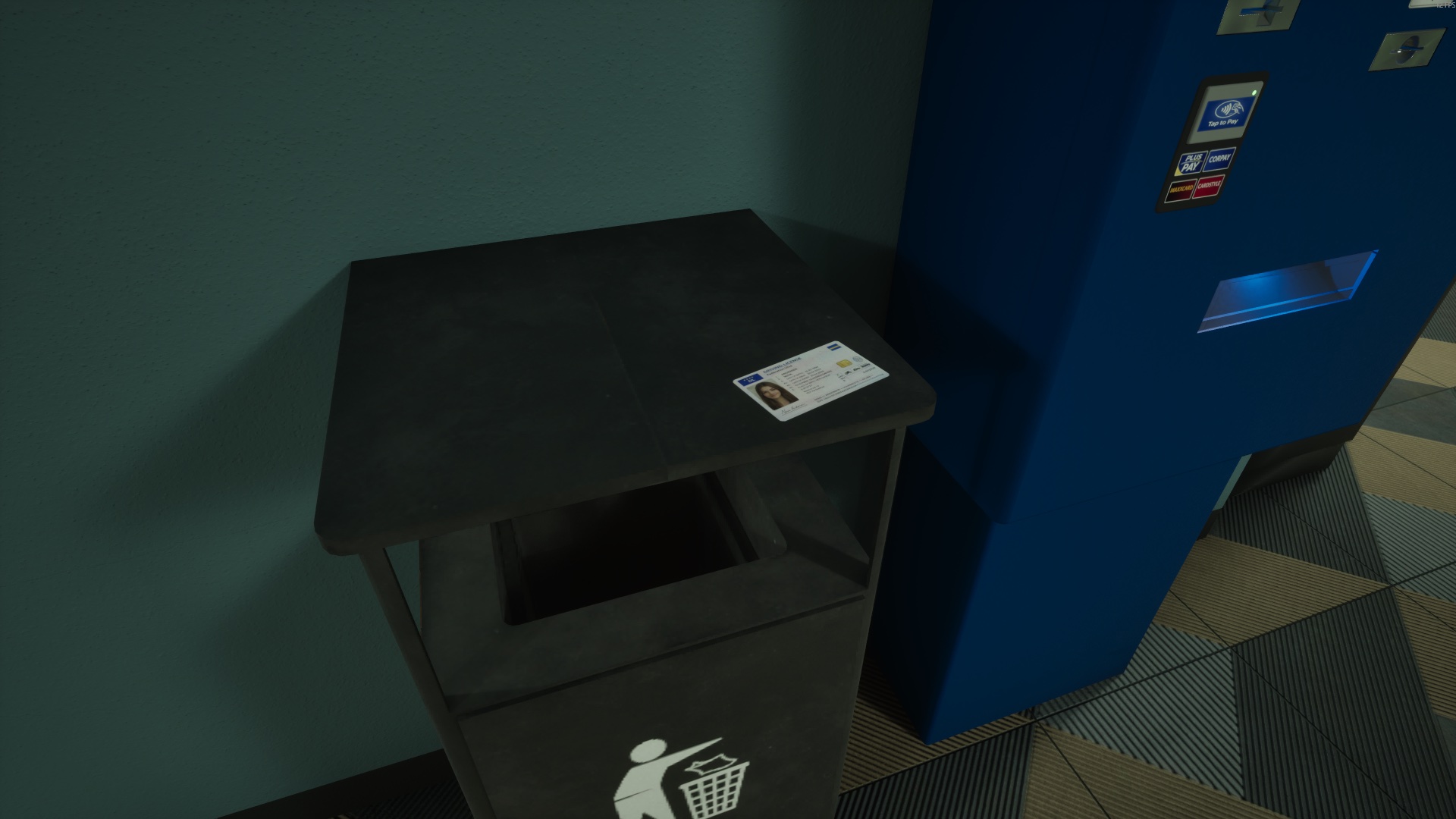Driver license on the trash bin — Anomaly